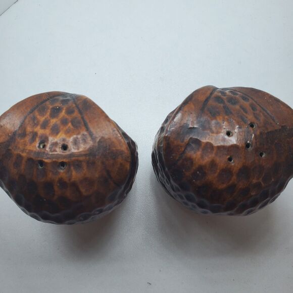 Vtg Treasure Craft Owl Salt & Pepper Shakers Green Eyed Brown Floral Owls - Picture 3 of 4